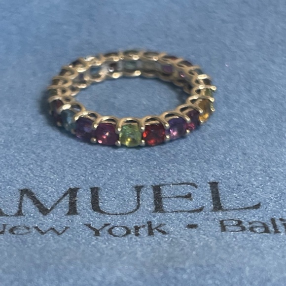 Samuel B Sterling Multi Gemstone Eternity Band Ring - Picture 3 of 9
